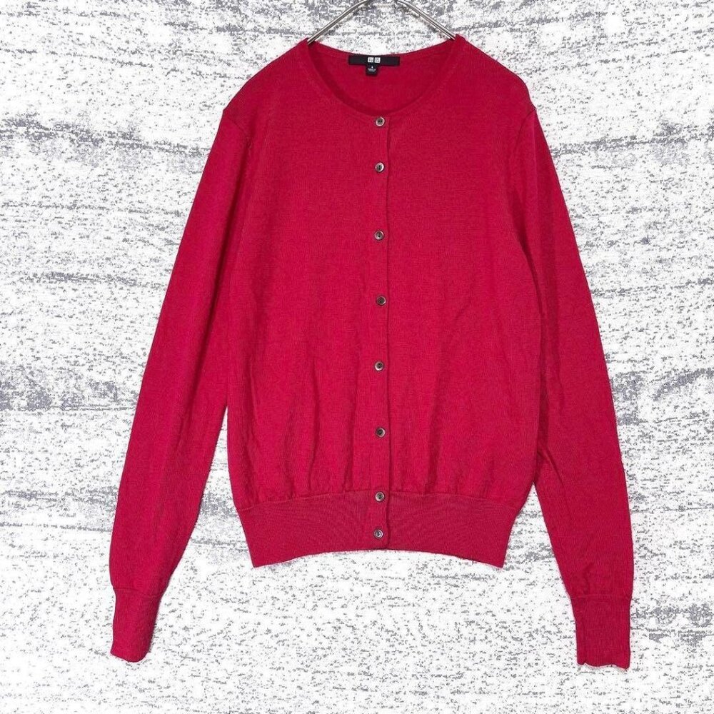 Uniqlo Wool Extra Fine Merino Cardigan Red Size M